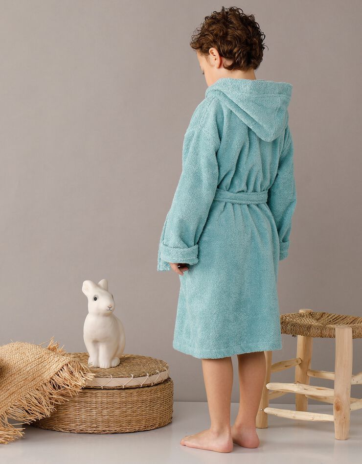 Peignoir enfant éponge bouclette à capuche (vert d'eau)