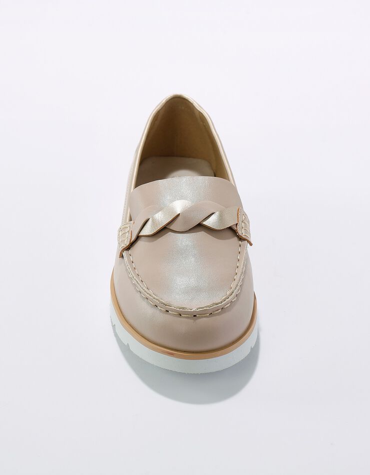 Mocassins à semelle crantée et bande tressée (beige / doré) Mocassins à semelle crantée et bande tressée (beige / doré)