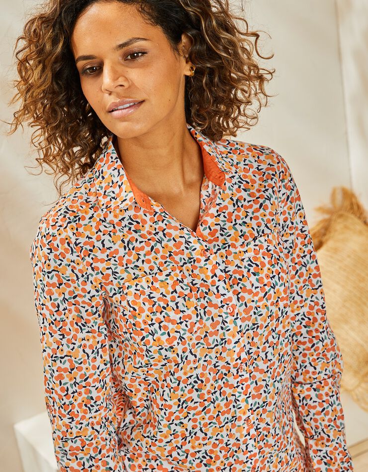 Chemise imprimé fleuri, coton (abricot) Chemise imprimé fleuri, coton (abricot)