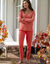 Pyjama manches longues coton imprim&eacute; fleurs (corail)