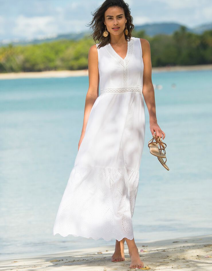 Robe longue, broderie anglaise (blanc) Robe longue, broderie anglaise (blanc)