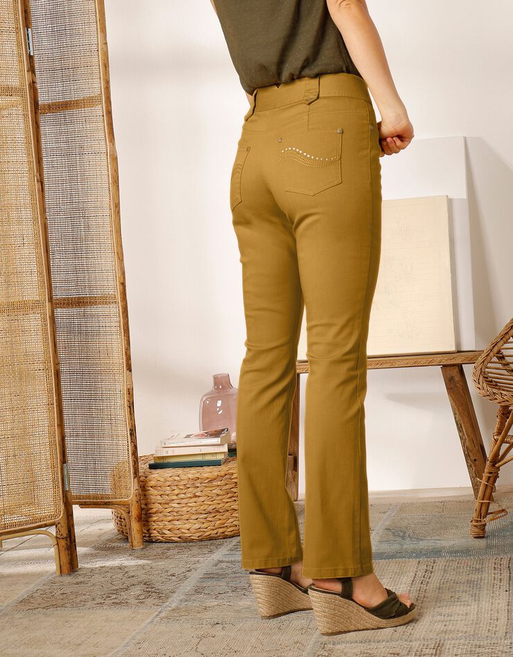 Pantalon droit taille haute effet denim - petite stature (safran)