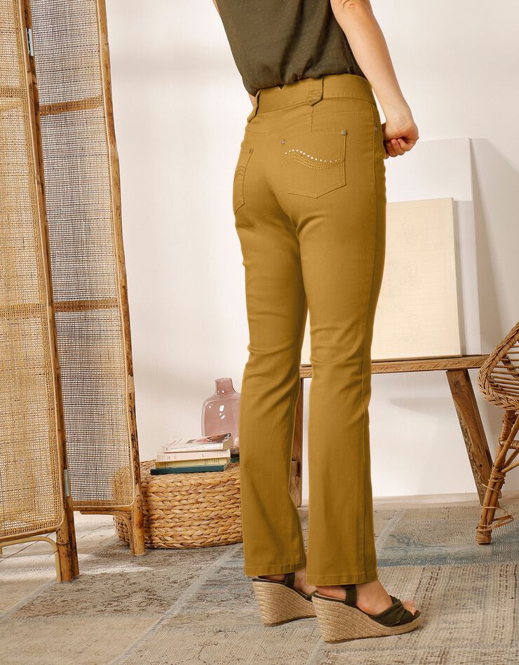 Pantalon droit taille haute effet denim - petite stature (safran) Pantalon droit taille haute effet denim - petite stature (safran)