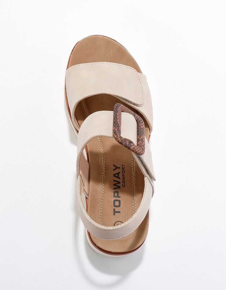 Sandales compensées ouverture totale (beige)