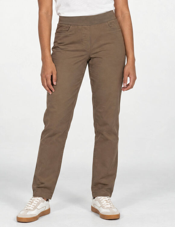 Pantalon droit "ultra confort" taille &eacute;lastiqu&eacute;e (kaki)