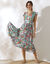 Robe longue imprimée, sans manches (vert / rose)