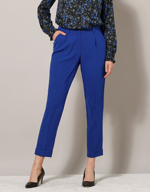 Pantalon 7/8ème fuselé fluide (bleu dur)