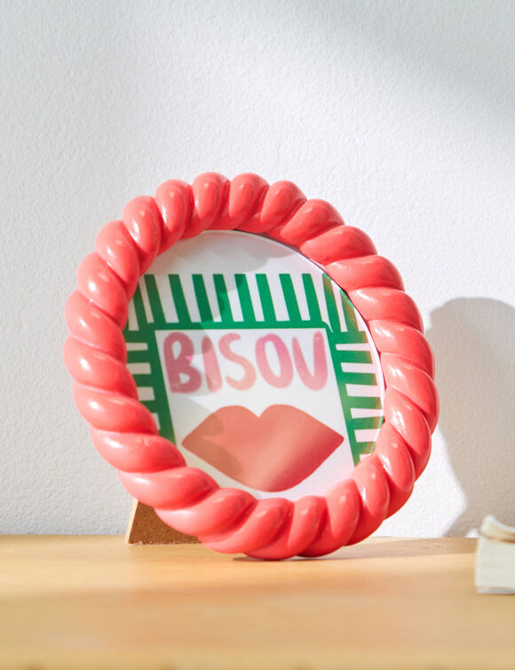 Cadre photo torsad&eacute; rond  (rouge)