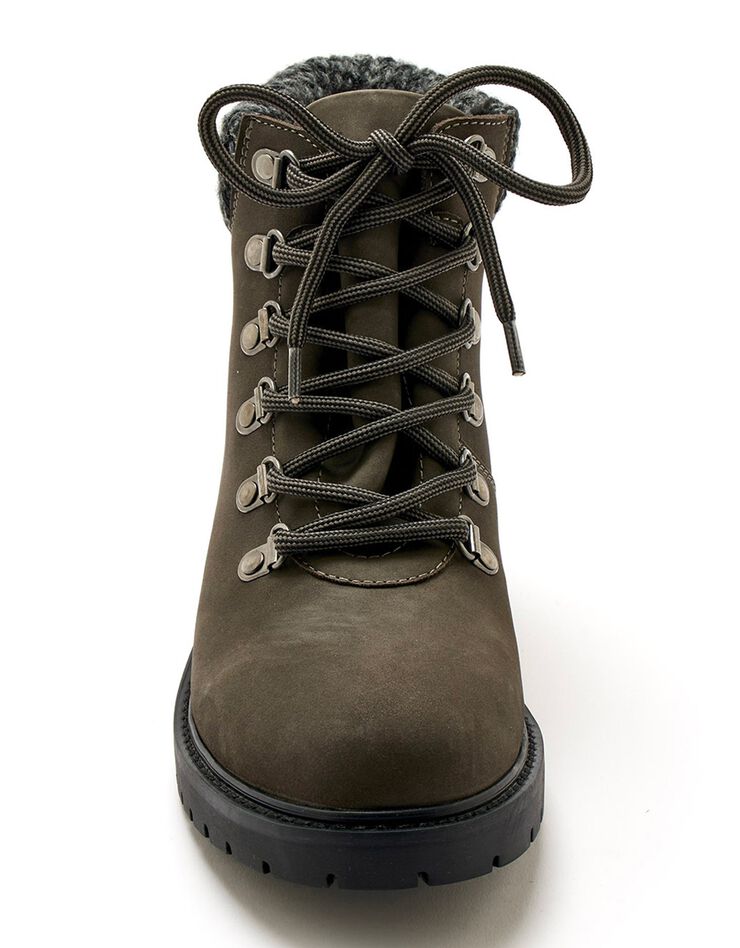 Boots fourrées en cuir imperméable Largeur Confort (gris)