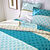 Linge de lit Eddy en coton à motifs graphiques (bleu paon)
