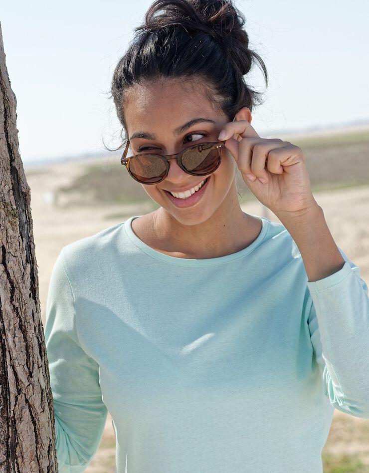 Tee-shirt uni manches longues (aqua) Tee-shirt uni manches longues (aqua)
