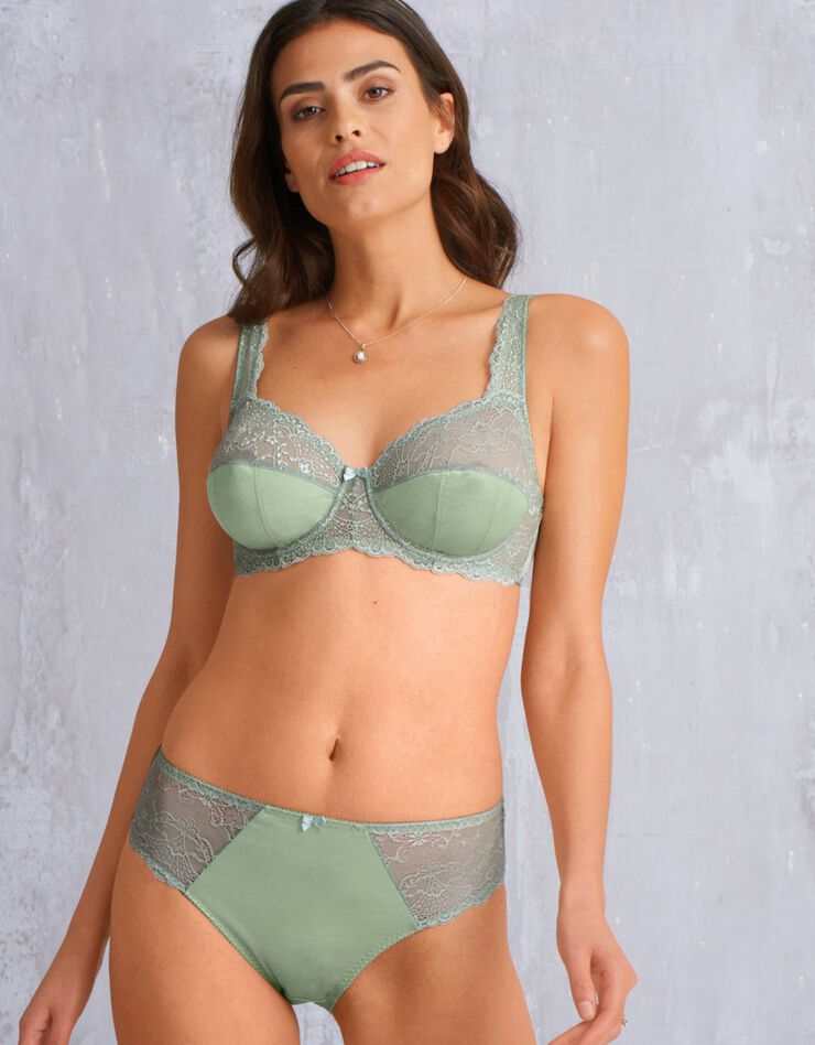 Culotte maille satinée et dentelle Salford - lot de 2 (kaki + tilleul) Culotte maille satinée et dentelle Salford - lot de 2 (kaki + tilleul)