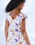 Robe courte évasée, crépon imprimé floral (écru / multicolore)