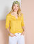 Tee-shirt col tunisien manches longues, uni (curry)