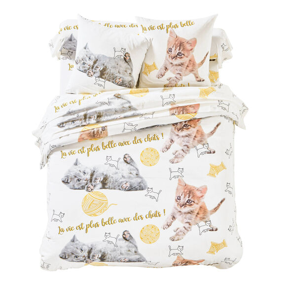 Linge de lit Mimie, coton (blanc)