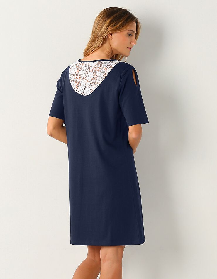 Chemise de nuit dos macramé (marine) Chemise de nuit dos macramé (marine)