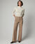 Pantalon large d&eacute;tails plis piqu&eacute;s (beige)