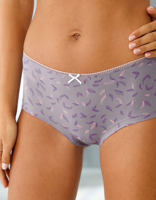 Culotte coton forme shorty imprimé motifs « étoiles » assortis– Lot de 4 (prune / rose)
