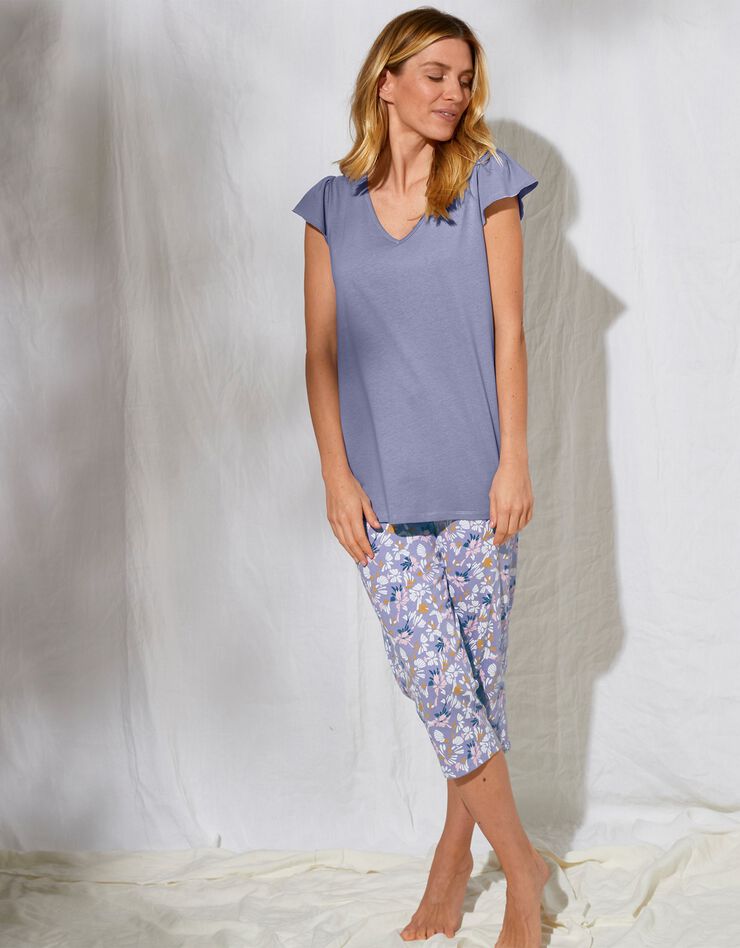 Tee-shirt pyjama manches courtes uni (parme grisé) Tee-shirt pyjama manches courtes uni (parme grisé)