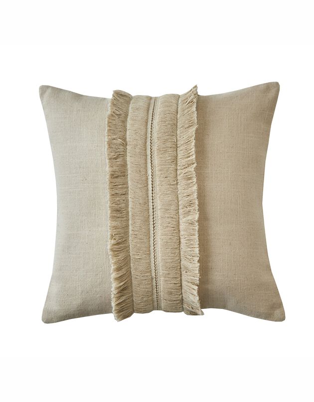 Coussin avec galon franges (écru)
