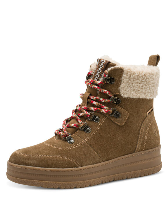 Boots à lacets cuir caramel largeur confort (caramel)