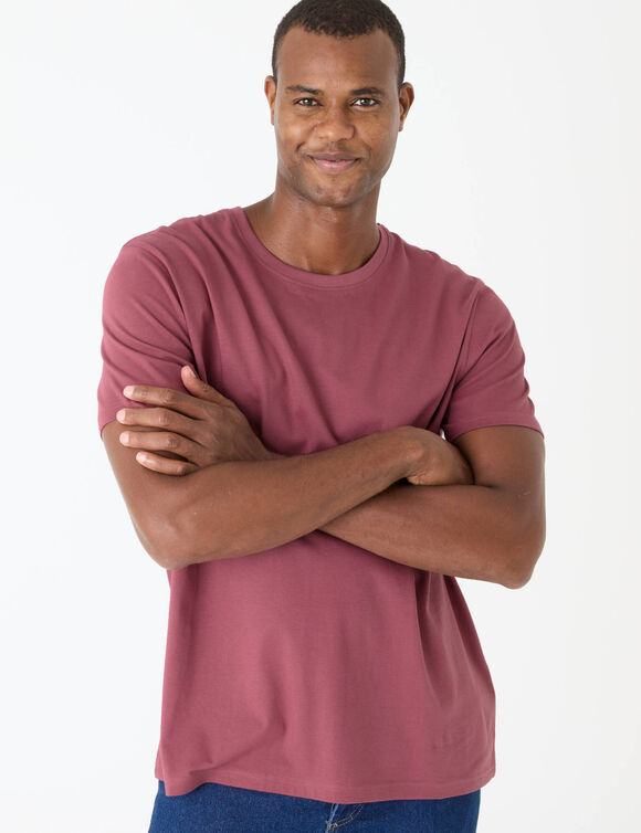 T-shirt col rond manches courtes (rose fonc&eacute;)