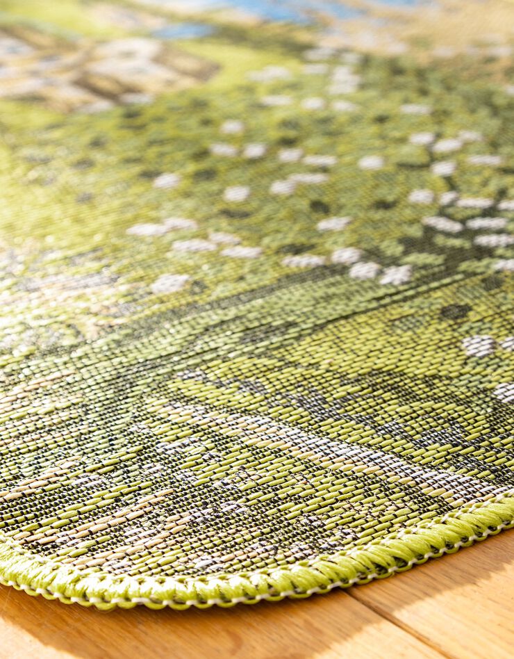 Tapis jacquard motif hameau (vert) Tapis jacquard motif hameau (vert)
