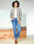 Veste blazer double boutonnage, imprimé pied-de-poule (beige / chocolat)