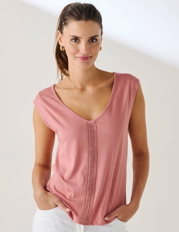 D&eacute;bardeur bande macram&eacute; (rose th&eacute;)