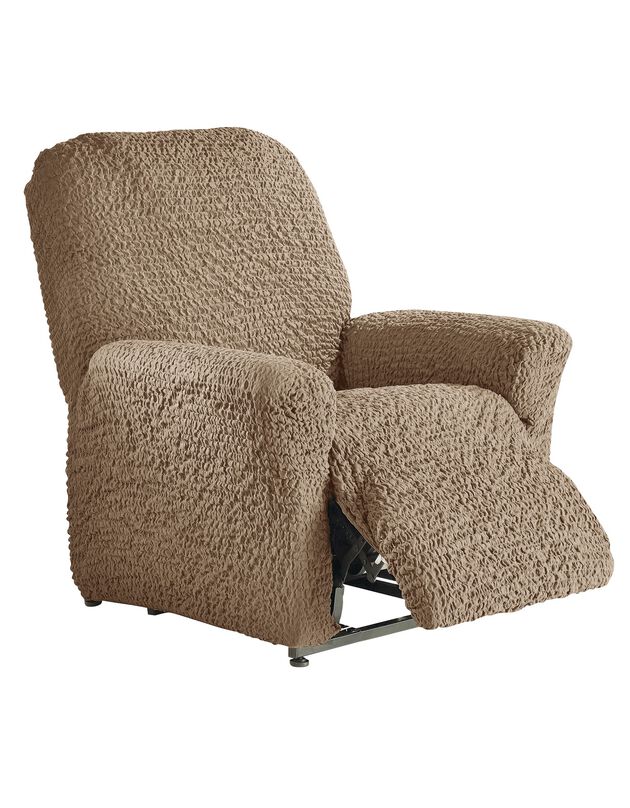 Housse gaufrée bi-extensible spéciale fauteuil relaxation  (grège)