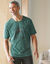 T-shirt pyjama impression placée manches courtes (vert foncé)
