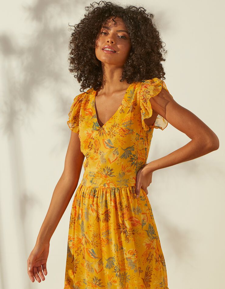 Robe longue voile imprimé (miel) Robe longue voile imprimé (miel)