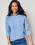 Pull col zippé, maille anglaise (bleu chiné)