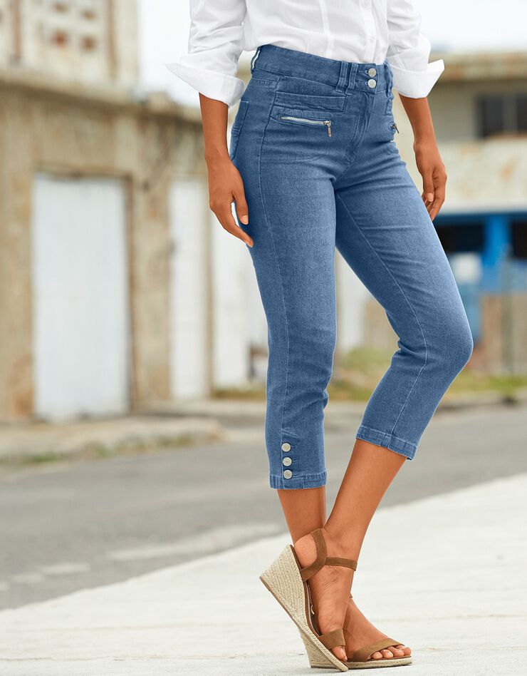 Pantacourt denim base boutonnée (bleached) Pantacourt denim base boutonnée (bleached)