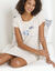 Chemise de nuit courte "Riviera" (écru / beige)