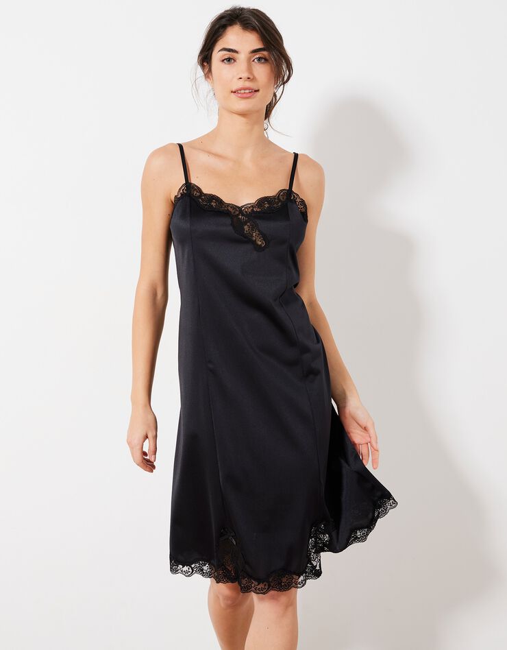 Fond de robe en satin antistatique (noir) Fond de robe en satin antistatique (noir)