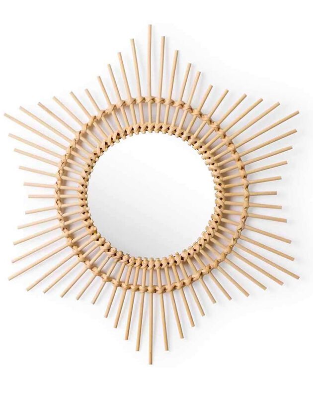 Miroir mural hexagonal en rotin  (naturel)