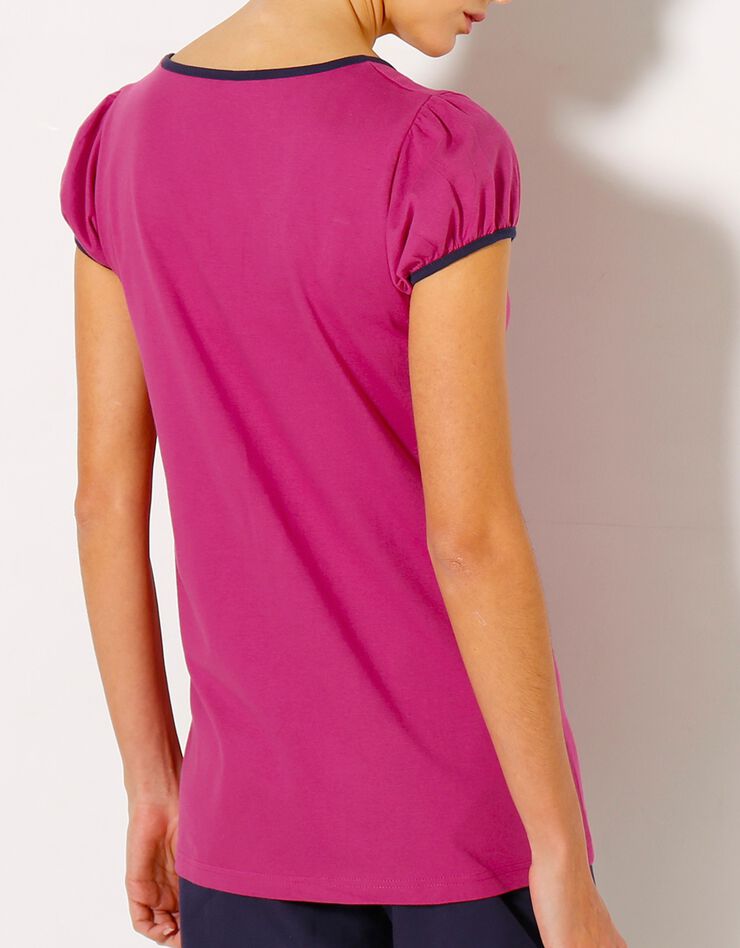 Tee-shirt manches courtes uni + étoiles - jersey coton (fuchsia)