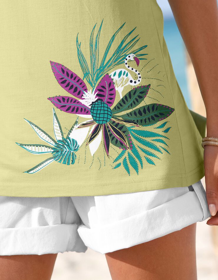 Tee-shirt macramé épaules dénudées (tilleul) Tee-shirt macramé épaules dénudées (tilleul)