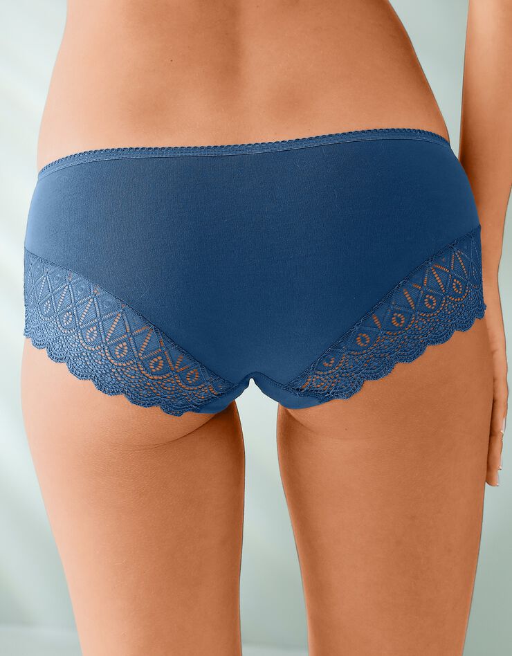Shorty uni coton stretch et dentelle - lot de 3 (bleu + marine + vert) Shorty uni coton stretch et dentelle - lot de 3 (bleu + marine + vert)