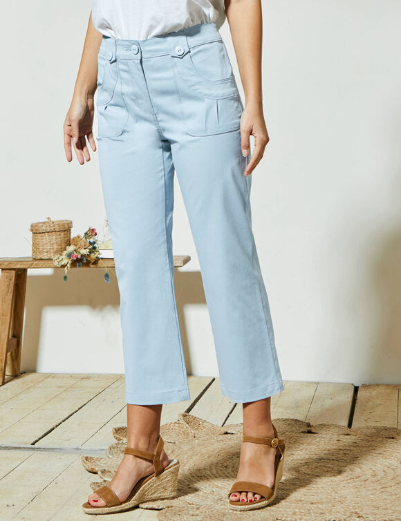 Pantacourt droit stretch (bleu ciel)