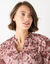 Blouse pliss&eacute;e imprim&eacute; fleuri, voile (rose / chocolat)
