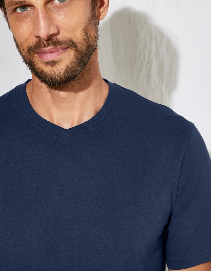 Pyjashort uni col V coton - lot de 2 (gris + marine) Pyjashort uni col V coton - lot de 2 (gris + marine)