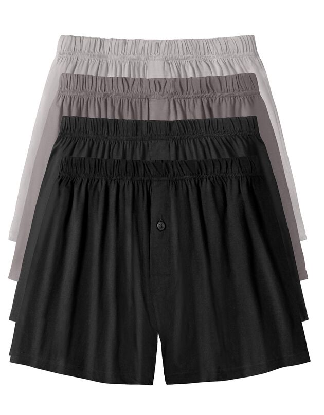 Caleçon flottant ouvert uni - lot de 4 (noir + gris)