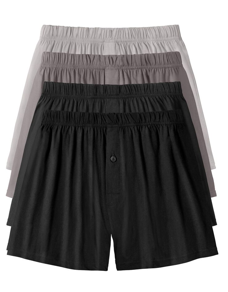 Caleçon flottant ouvert uni - lot de 4 (noir + gris)