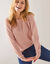 Pull col tunisien, maille anglaise toucher doux (rose poudré)