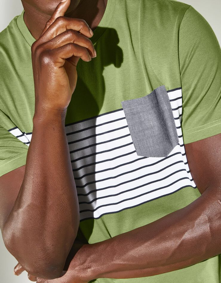 Tee-shirt rayé manches courtes (vert)