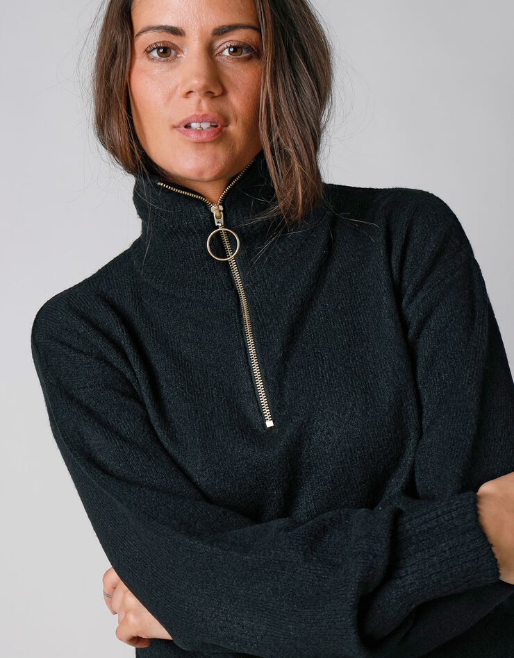 Pull col camionneur zippé (noir) Pull col camionneur zippé (noir)