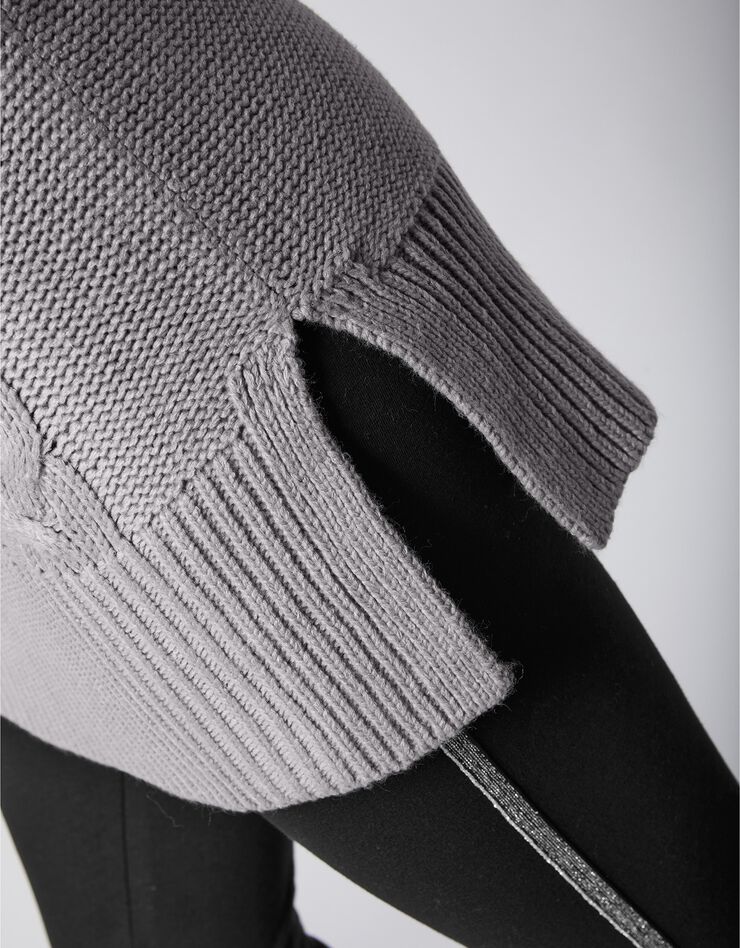 Pull tunique torsadé manches longues toucher cachemire (gris)