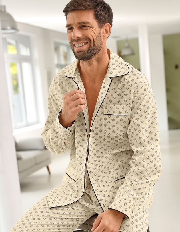 Pyjama imprimé - popeline polycoton (beige)
